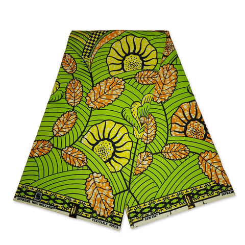 African fabric Super Wax - Green leaves