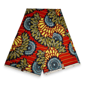 African print fabric - Red Feathers - Polycotton