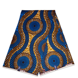 African Wax print fabric - Blue dotted patterns