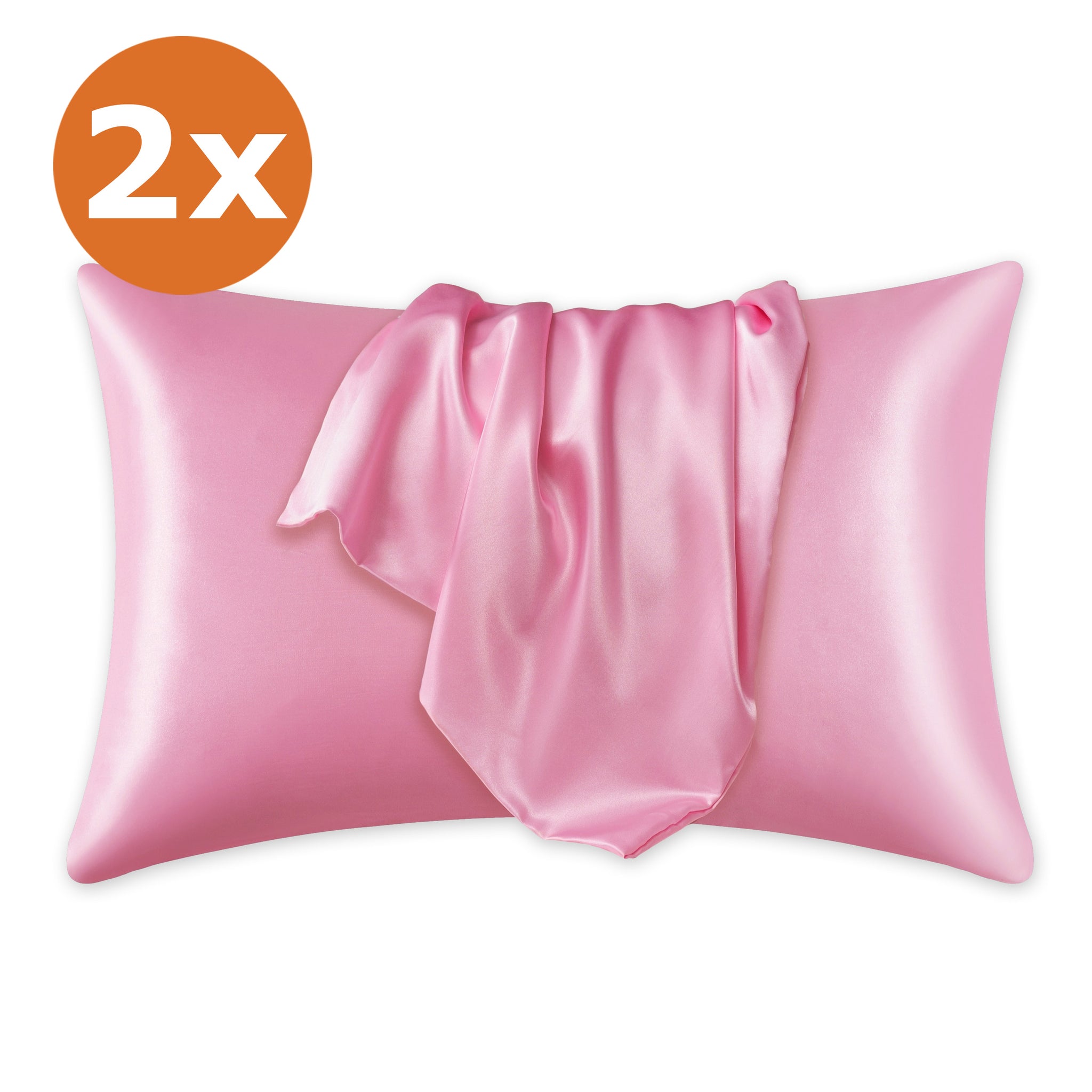 2 PIECES - Satin pillow case Pink 60 x 70 cm pillow size
