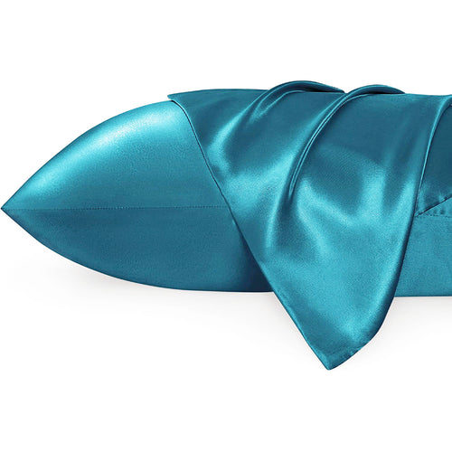Satin pillow case Light Blue Turquoise 60 x 70 cm pillow size - Silky satin pillowcase / cushion cover