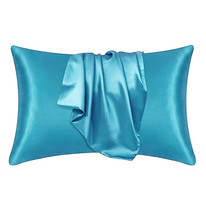 Satin pillow case Light Blue Turquoise 60 x 70 cm pillow size - Silky satin pillowcase / cushion cover