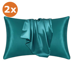 2 PIECES - Satin pillow case Teal 60 x 70 cm pillow size - Silky satin pillowcase / cushion cover