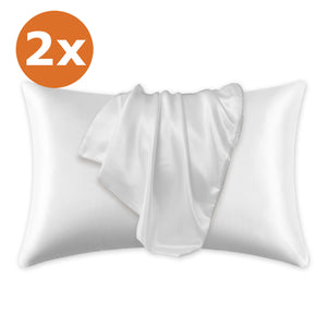 2 PIECES - Satin pillow case White 60 x 70 cm pillow size - Silky satin pillowcase / cushion cover