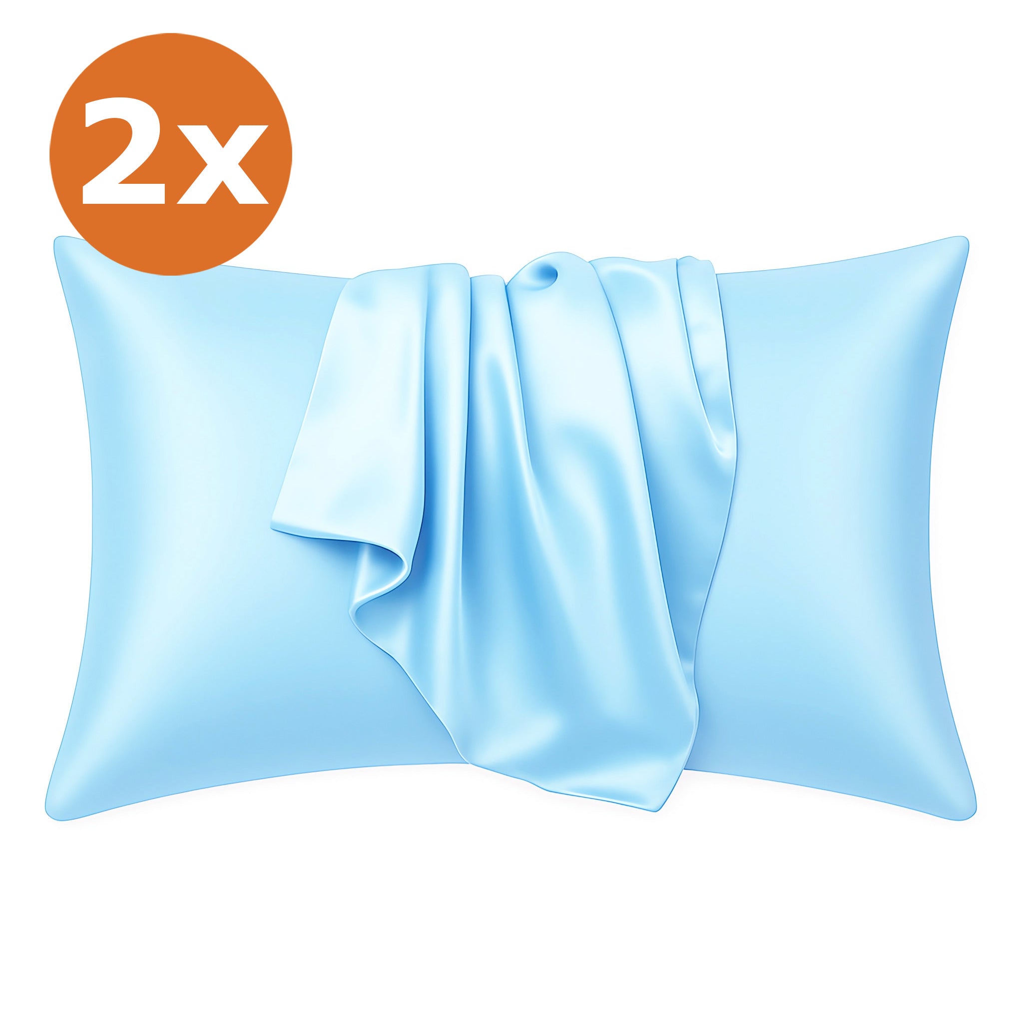 2 PIECES - Satin pillow case Light blue 60 x 70 cm pillow size - Silky satin pillowcase / cushion cover