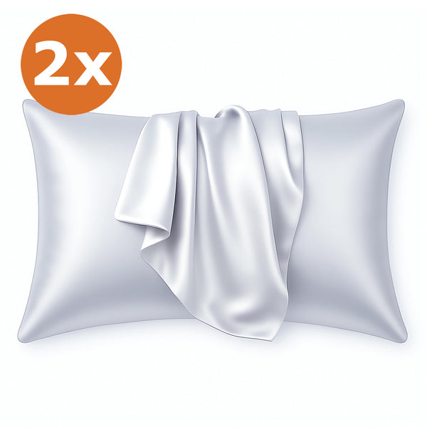 2 PIECES - Satin pillow case Silver grey 60 x 70 cm pillow size - Silky satin pillowcase / cushion cover
