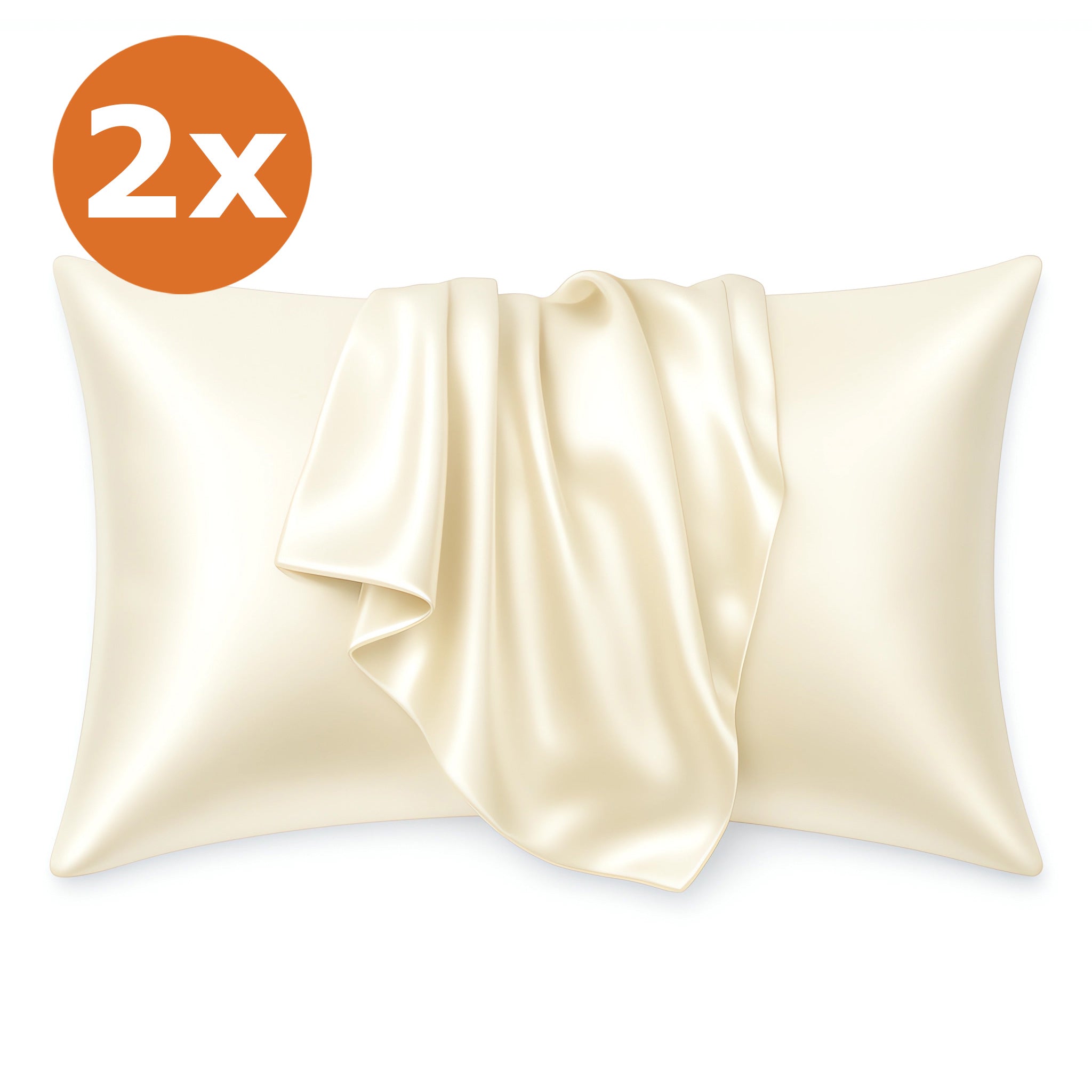 2 PIECES - Satin pillow case Ivory 60 x 70 cm pillow size