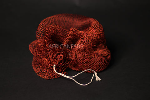 African net sponge / African exfoliating net / Sapo sponge - Compact size - Cinnamon Brown