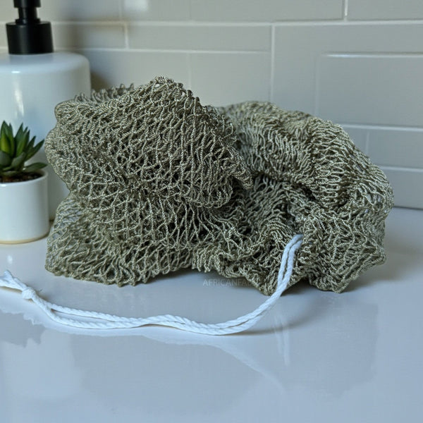 African net sponge / African exfoliating net / Sapo sponge - Olive green