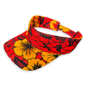 African print Sun visor cap - Red / yellow Flowers