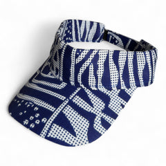African print Sun visor cap - Blue Ndop Cameroon