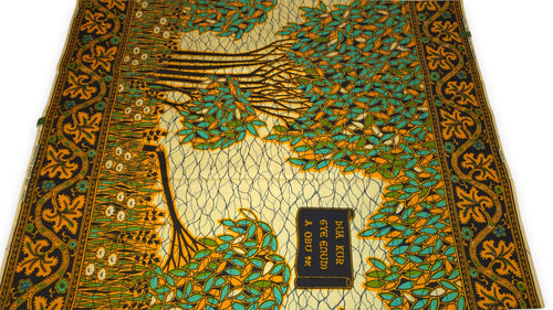 VLISCO Hollandais Wax print fabric - Turquoise Yellow Fallen tree VL00562 Limited Edition