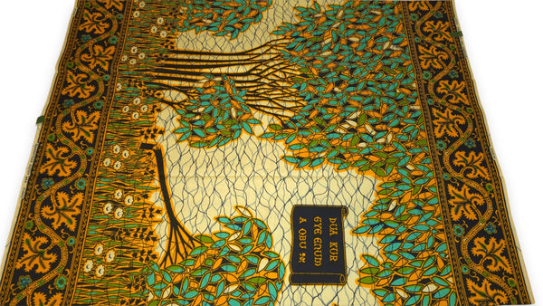 VLISCO Hollandais Wax print fabric - Turquoise Yellow Fallen tree VL00562 Limited Edition