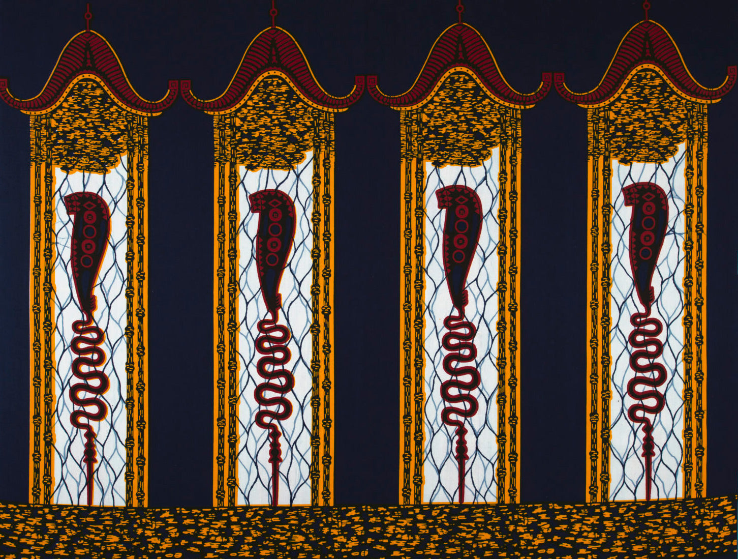 VLISCO Hollandais Wax print fabric - Dark Blue Chiefs' sword