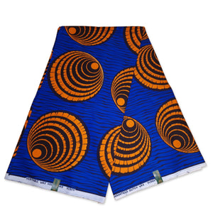 VLISCO Hollandais Wax print fabric - Blue / Orange shells