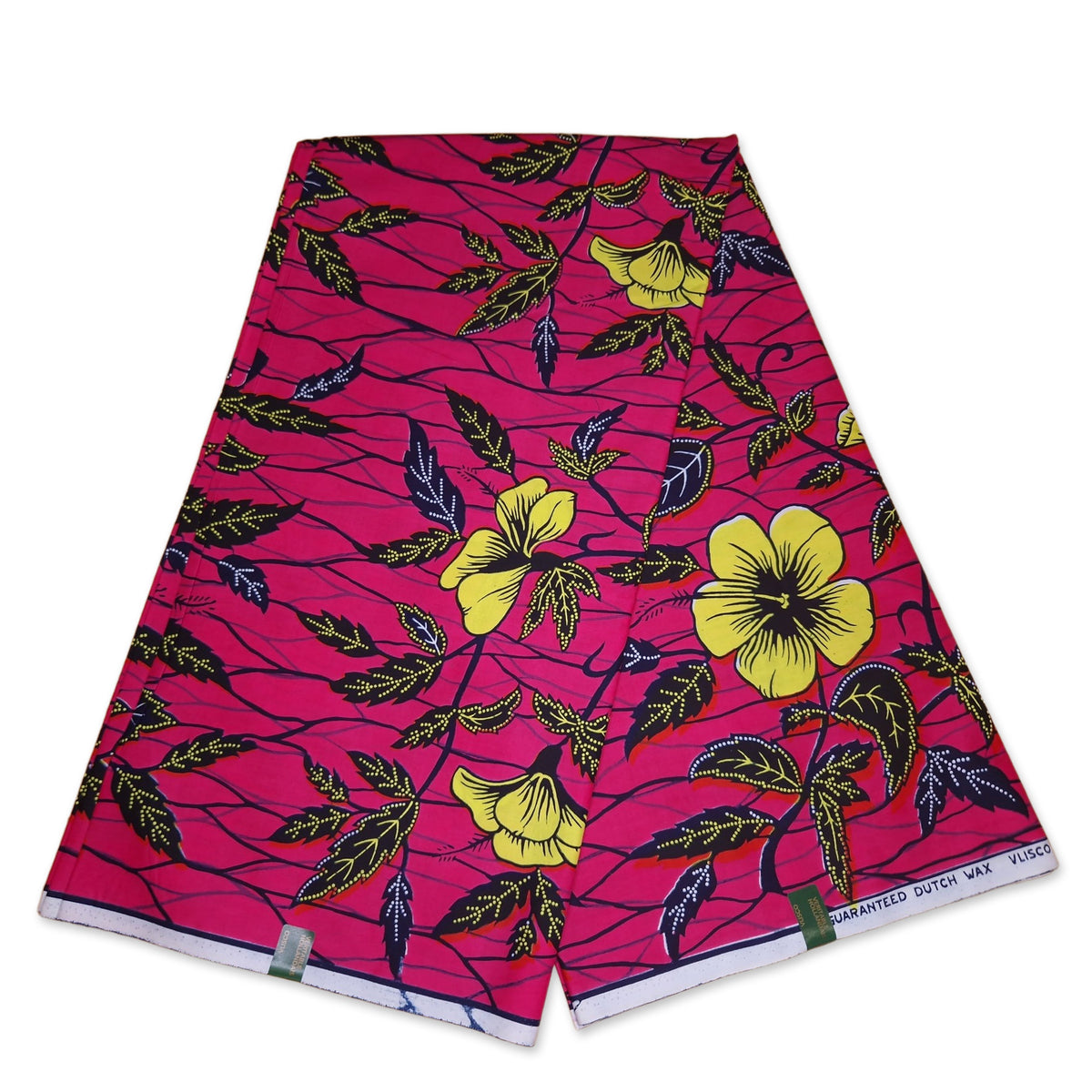 VLISCO Hollandais Wax print fabric - Pink hibiscus flowers – AfricanFabs