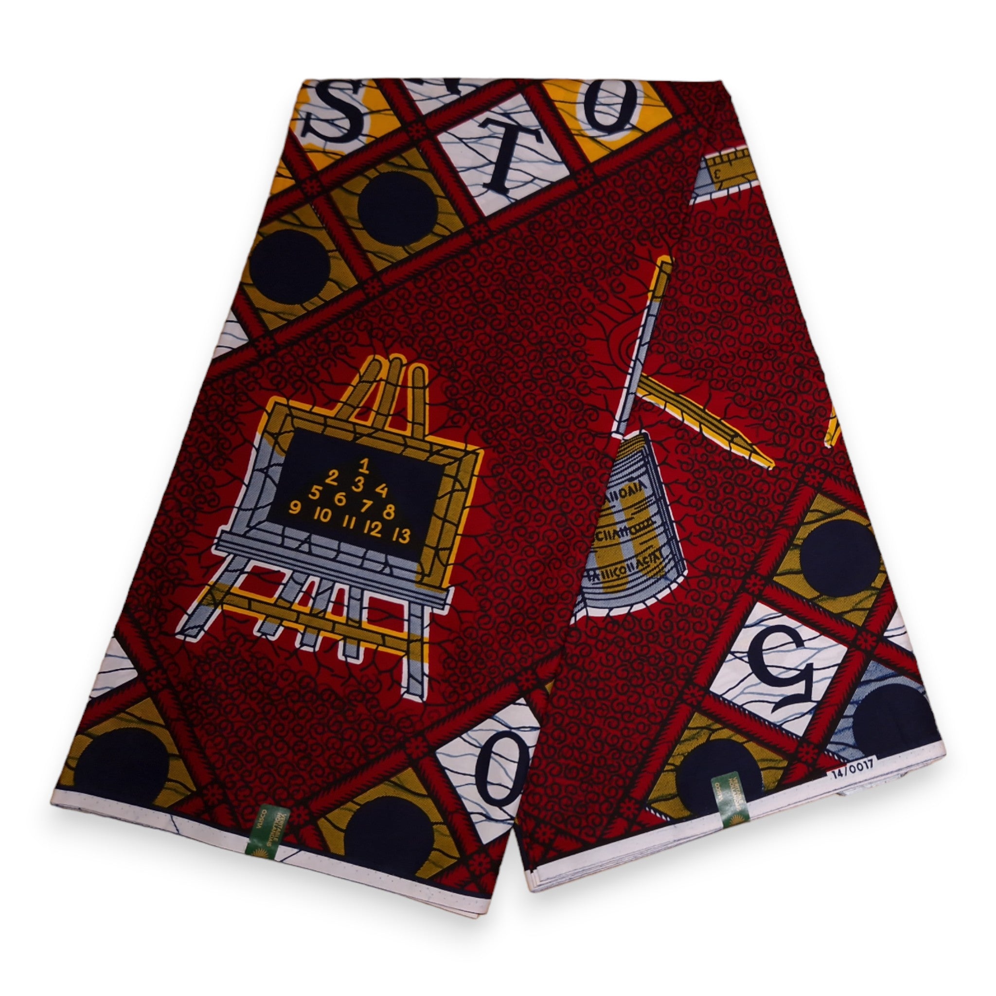 VLISCO Hollandais Wax print fabric - Dark Red ABC Alphabet VL00017-294