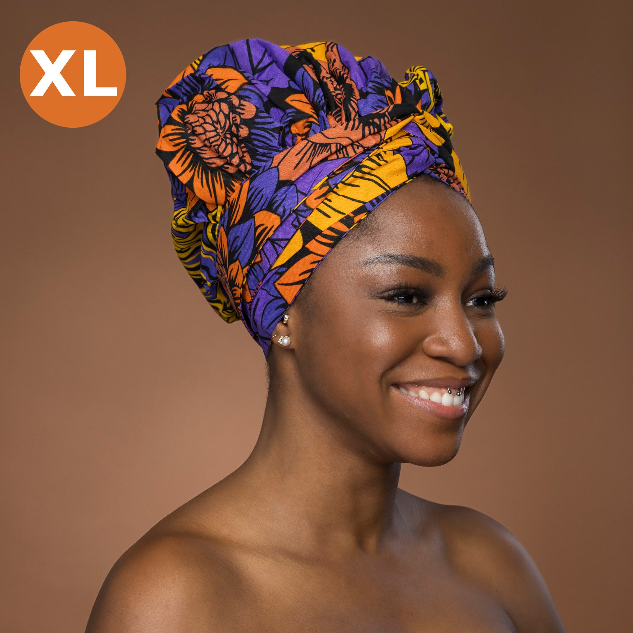 XL Easy headwrap - Satin lined hair bonnet - Yellow Purple  display picture 1