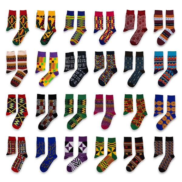 African socks / Afro socks / African print socks - Blue Kente