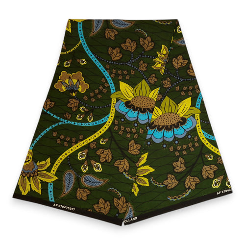 African print Sun visor cap - Dark Green Botanical Flow