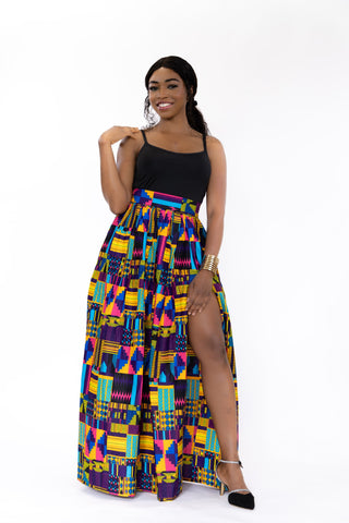 African print maxi skirt - Multicolor kente