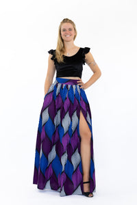 African print maxi skirt - Purple Swirl