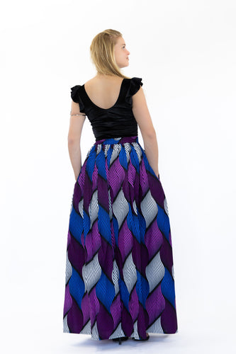 African print maxi skirt - Purple Swirl