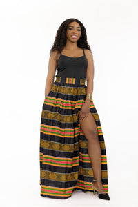 African print maxi skirt - Black Kente Pan Africa