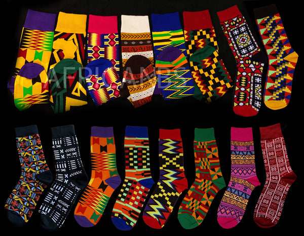 African socks / Afro socks / Kente socks - Red multicolor