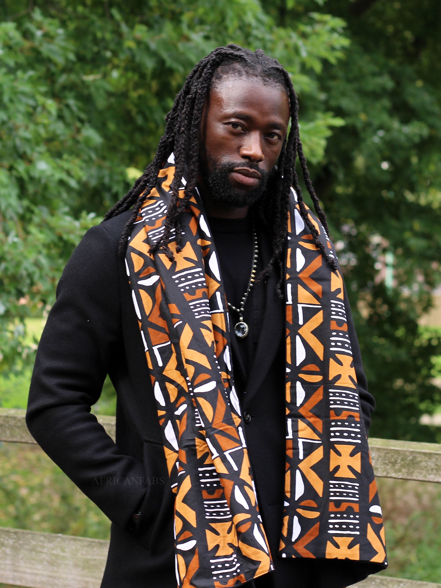 African print Winter scarf for Adults Unisex - Brown mud – AfricanFabs