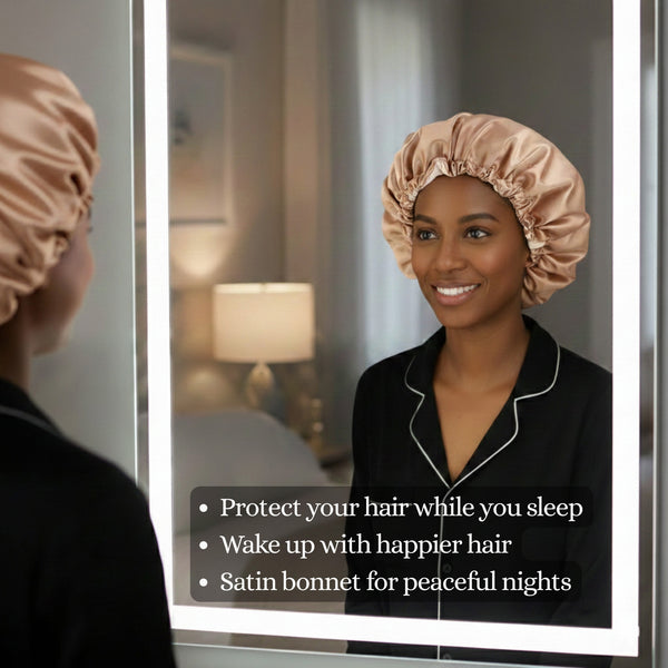 Chocolate brown Satin Hair Bonnet ( Adjustable & Reversable Satin Night sleep cap )