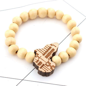 African Bracelet - Wooden bead Bracelet - African continent  - Cream