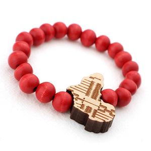 African Bracelet - Wooden bead Bracelet - African continent  - Red