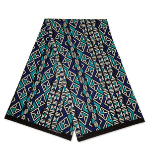 African print fabric - Blue / Turquoise Bogolan / Mud cloth