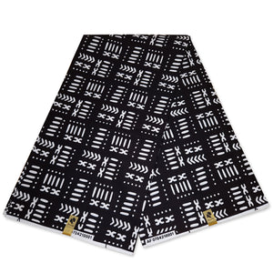 African Black / White BOGOLAN / MUD CLOTH print fabric / cloth (Traditional Mali)