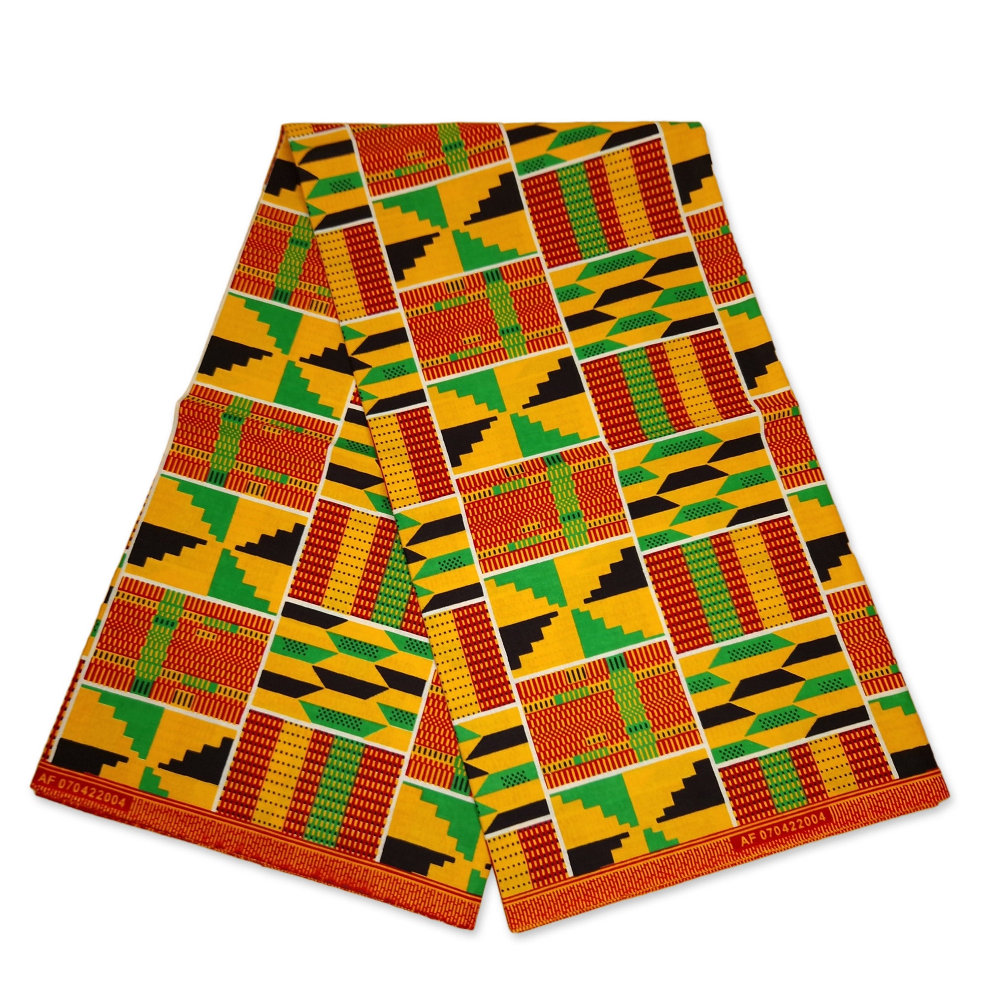 African Green Yellow Kente print fabric KENTE Ghana wax cloth AF-4005 - 100% Cotton
