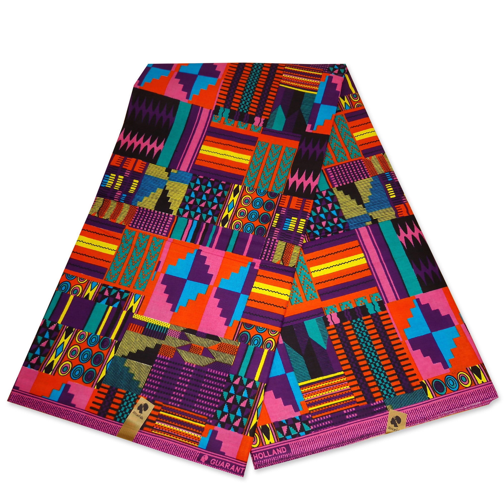 African Purple / Pink kente print fabric KENTE Ghana wax cloth AF-4010 - 100% Cotton