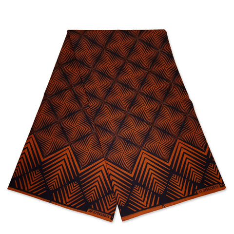 African print fabric - Brown-Orange Fade effect - 100% cotton
