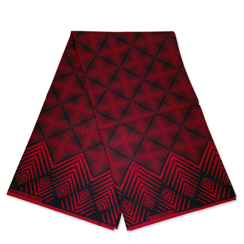 African print fabric - Red Fade effect - 100% cotton