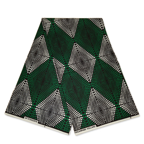African print fabric - Green diamonds - 100% cotton