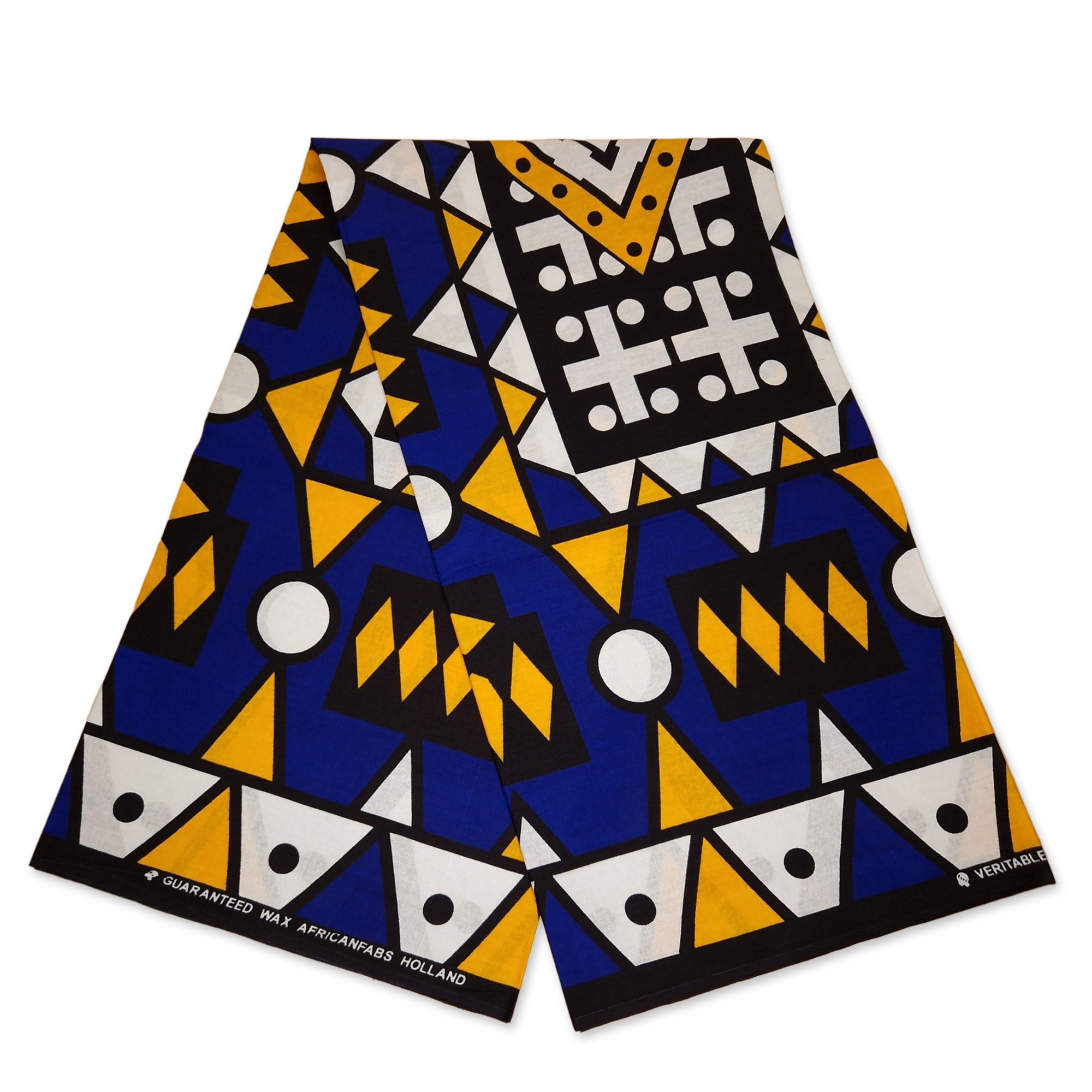 African print fabric - Blue Yellow Samakaka / Samacaca (Angola) - 100% cotton