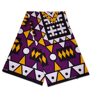 African print fabric - Purple Yellow Samakaka / Samacaca (Angola) - 100% cotton