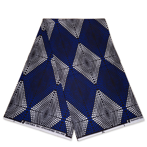 African print fabric - Royal blue diamonds - 100% cotton