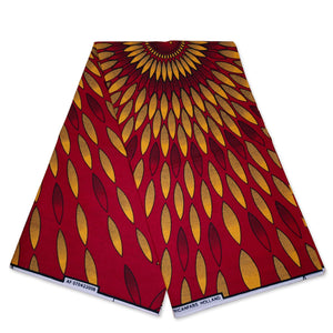 African print fabric - Red / Yellow sunburst - 100% cotton