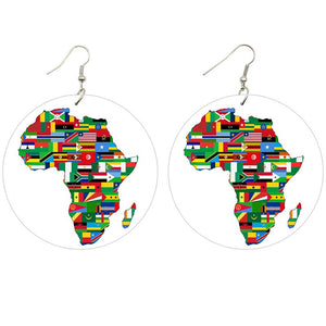 African earrings | African continent with all country flags
