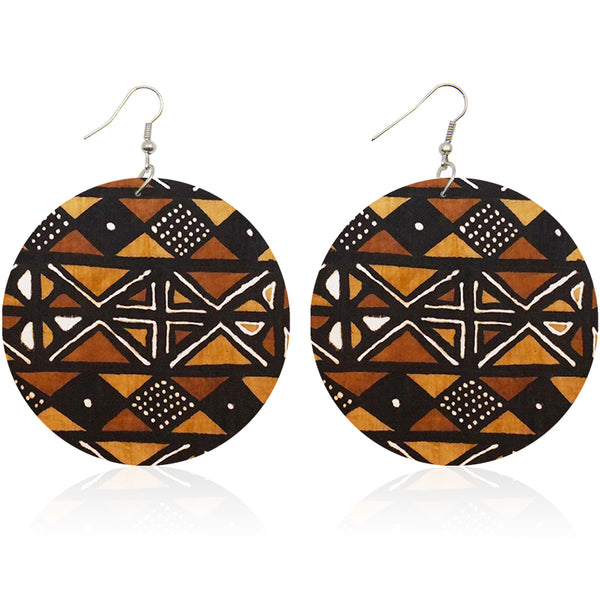 Brown Orange Mud cloth | African inspired earrings