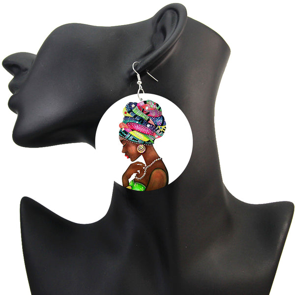 Woman with colorful turban | African inspired earrings