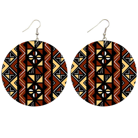 Brown beige mud cloth / bogolan | African inspired earrings