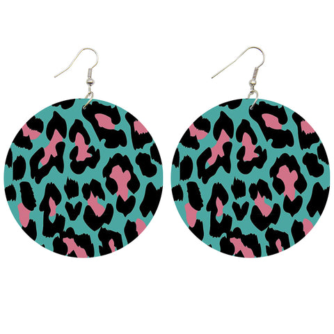 Green Pink Leopard print | African inspired earrings
