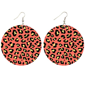 Leopard print Salmon  - African inspired earrings